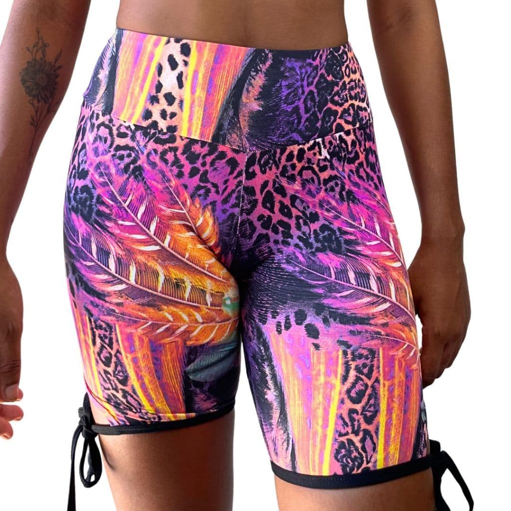 Short Feminino Academia Cintura Alta Fitness Estampado Colorido Shorts Treino Ginástica Confortável Elastano