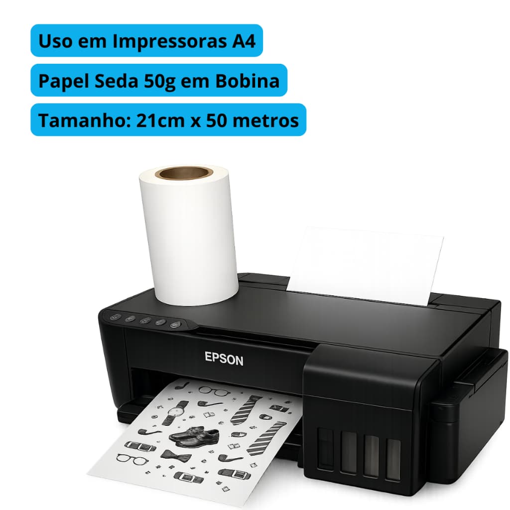 Papel Seda 50g A4 210cmx50mts para Impressoras de Pequeno Formato