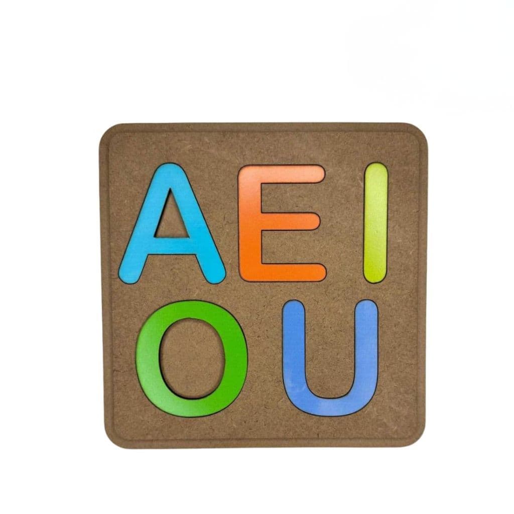 Vogais AEIOU Educativa Colorida Brinquedo Pedagógico Diversão Ensino MDF