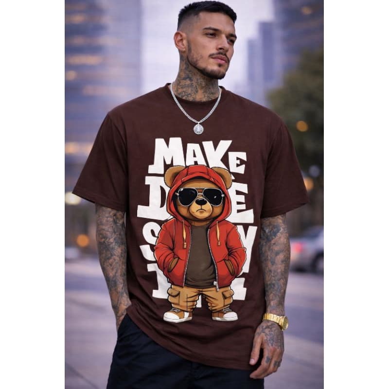Camiseta Masculina Estilo STREETWEAR URSO STYLE – Estampa Moderna Make The Story