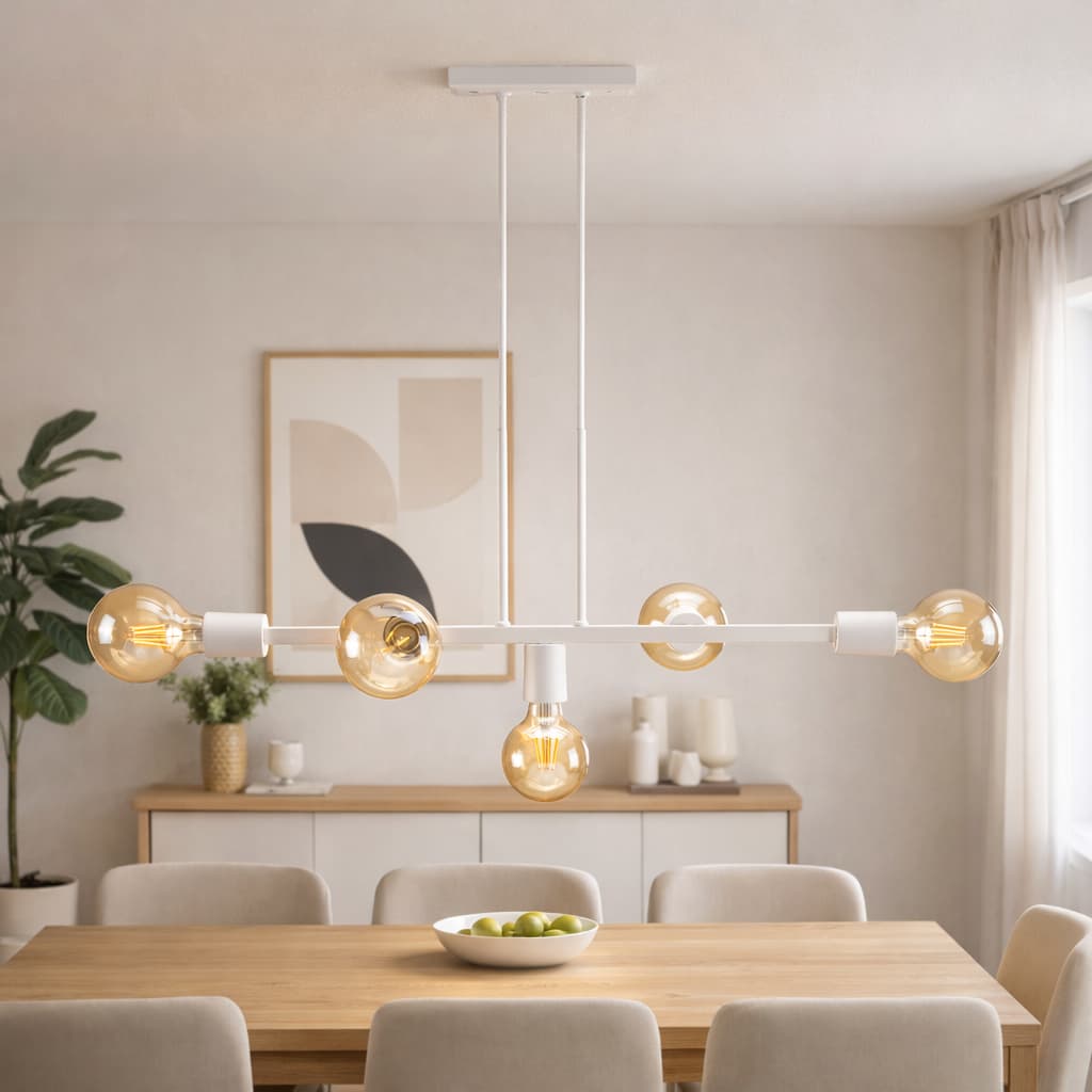 Luminária de Teto Pendente Tazza 5 lâmpadas Retangular Industrial (Estilo Jabuticaba)