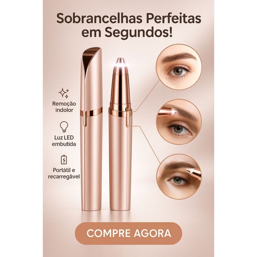 Caneta Depiladora Facial Recarregável USB Indolor Removedor Pelos Sobrancelha LED Portátil