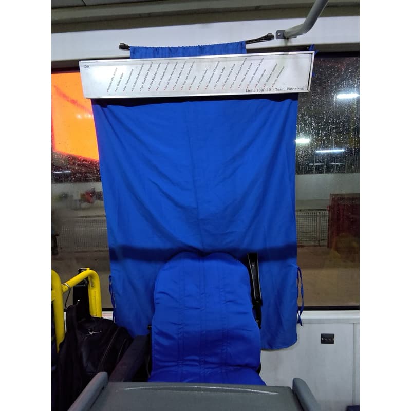 cortina média azul para ônibus (motorista ou cobrador)