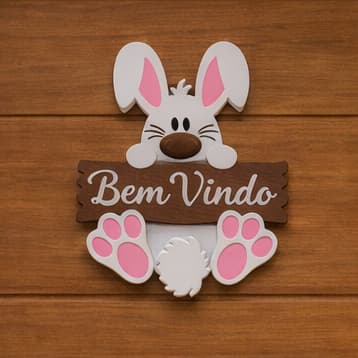 Enfeite de Páscoa Coelho Bem Vindo para Porta | Guirlanda Decoração Sala, Escola, Escritório ou Clínica