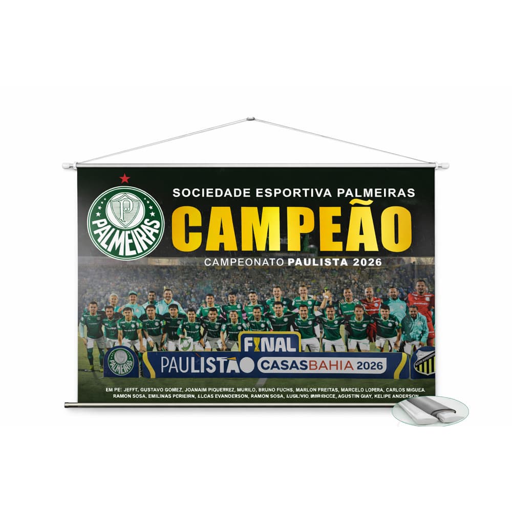 Banner Palmeiras Campeão Paulistão 2026 Pôster Lona 60x40