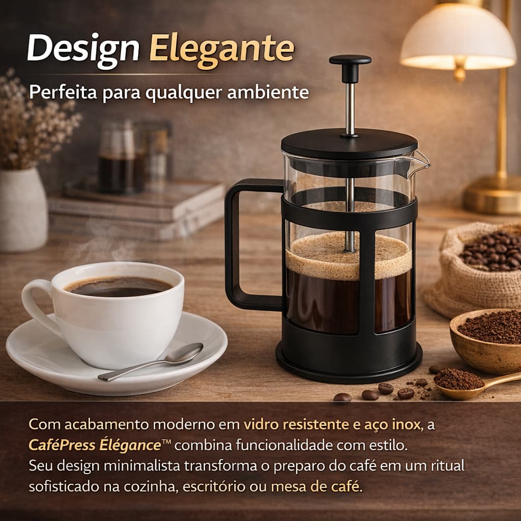 Cafeteira Prensa Francesa 300ml Inox | French Press Manual para Café Portátil