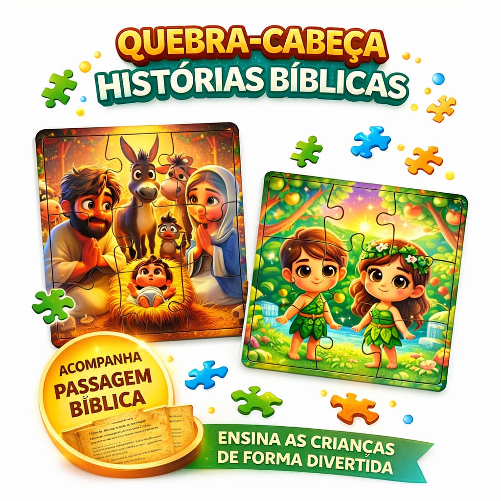 Quebra-Cabeça Em MDF 3mm Grandes Histórias Bíblicas 9 Peças Jogos Educativos