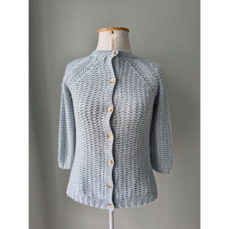Cardigan Feminino de Tricô Azul Bebê Feminino Delicado