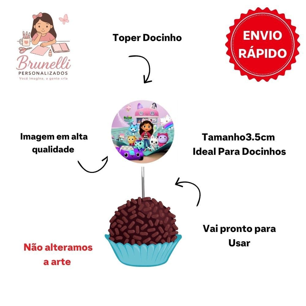 Topper para Docinhos Casa Mágica da Gaby 25un | Decoração Festa Infantil | Topper Brigadeiro