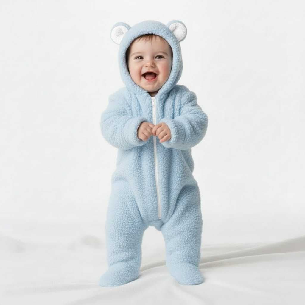 Macacão ovelha Teddy Bebê – Inverno Fofinho com Capuz (L2)