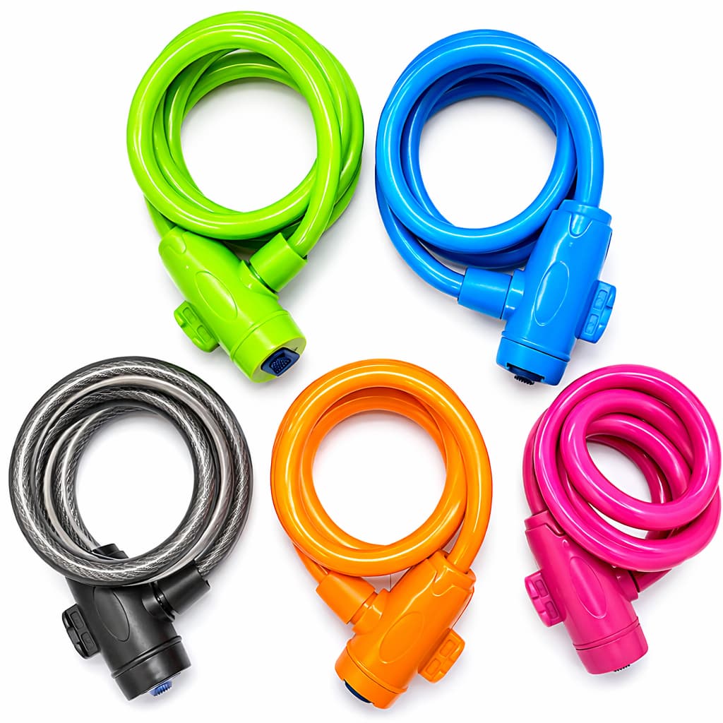Cadeado Cabo de Aço Articulado Colorido Antifurto Segurança Bicicleta Moto Portão Bike Scooter