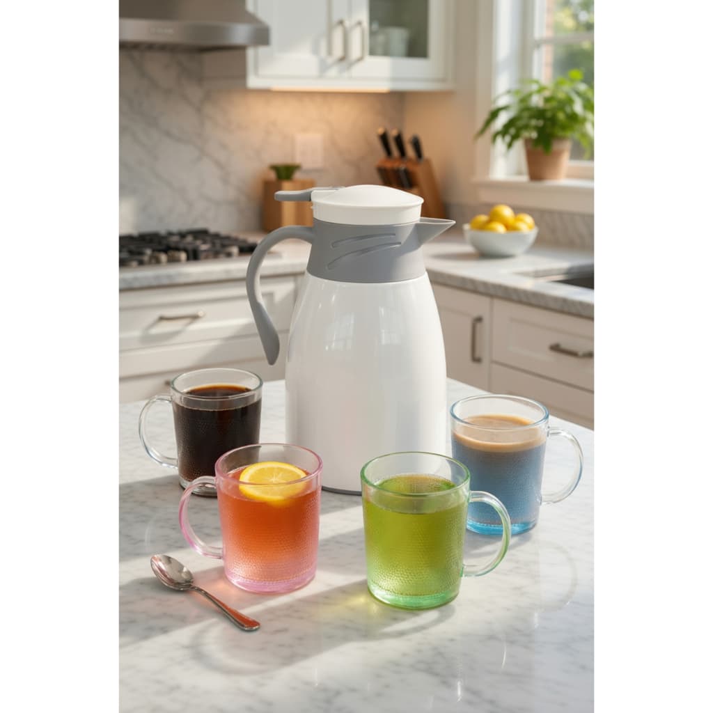 ☕ Jogo Garrafa Térmica 1L Victoria + 4 Canecas Kit Café Térmica Litro Kit Café Canecas Promoção