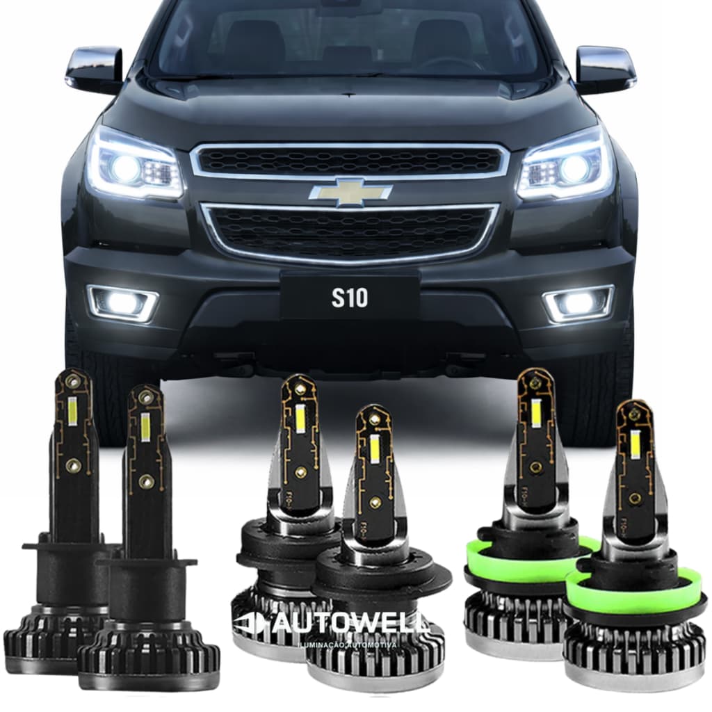 Kit Lâmpadas Ultra Led Nano S10 2012 2013 2014 2015 2016 Farol Alto Farol Baixo Farol Milha