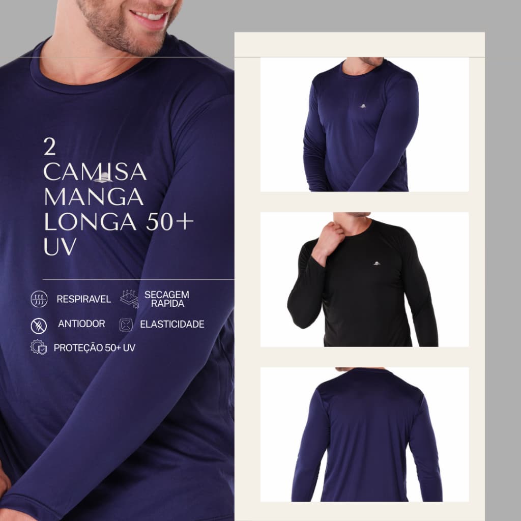 Kit 2 Camiseta Térmica Segunda Pele UV 50+ | Conforto e Proteção| Linha Premium