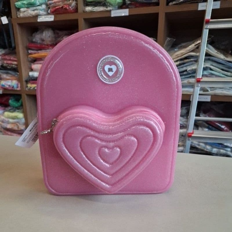 Mochila Molekinha Menina Emborrachada Led Coração