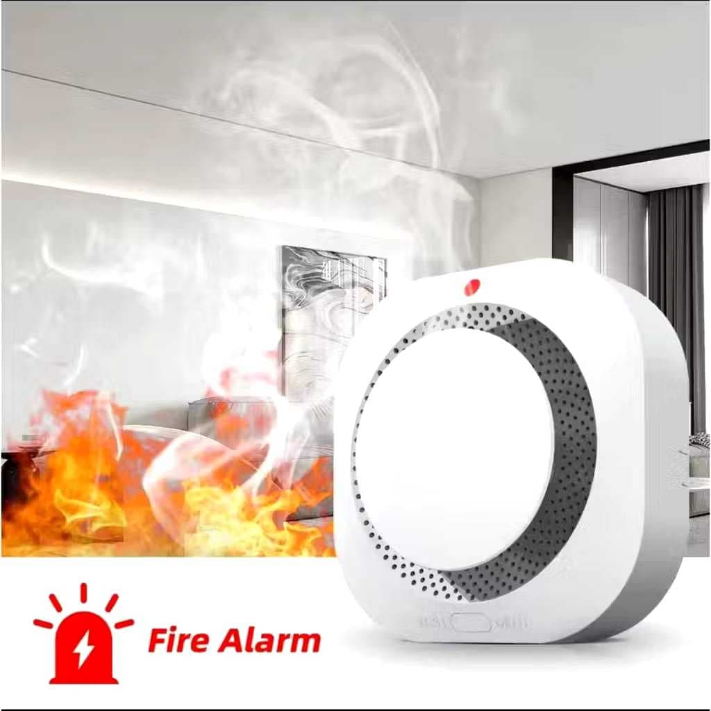 Sensor Detector de fumaça e incêndios, alarme sirene Segurança prédios e edifícios residencial