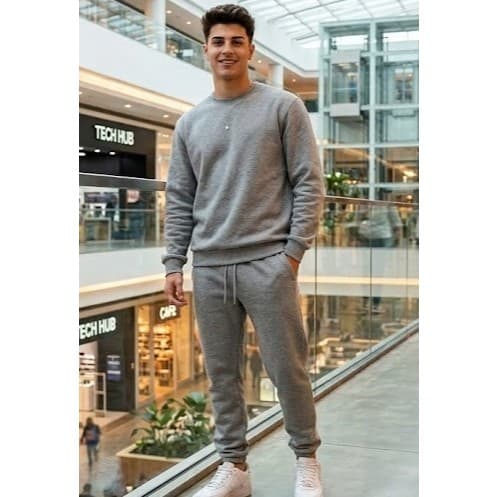 Conjunto Moletom Inverno Masculino 2 peças Gola redonda e Calça Moletom Lisa Cores Básicas Conjunto Masculino Frio