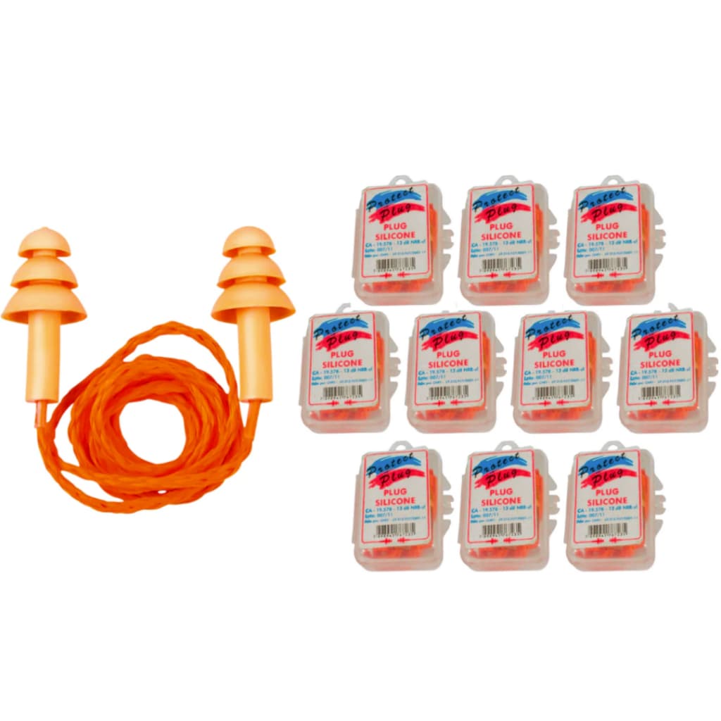 Kit 10 Protetor Auricular Tipo Plug De Silicone Antialérgico Cordão De Algodão Ouvido Proteção EPI
