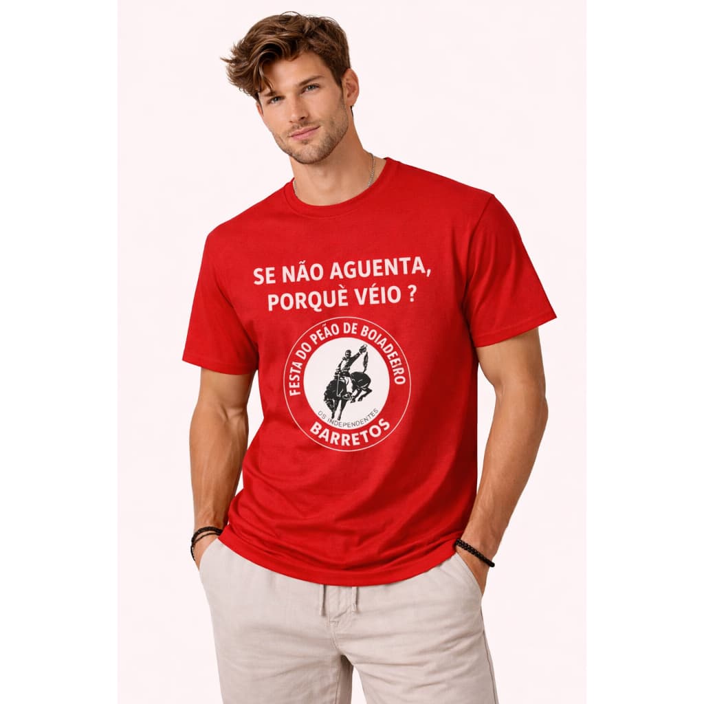 Camiseta Festa do Peão Barretos Masculina Estampada Country Rodeio Algodão Confortável