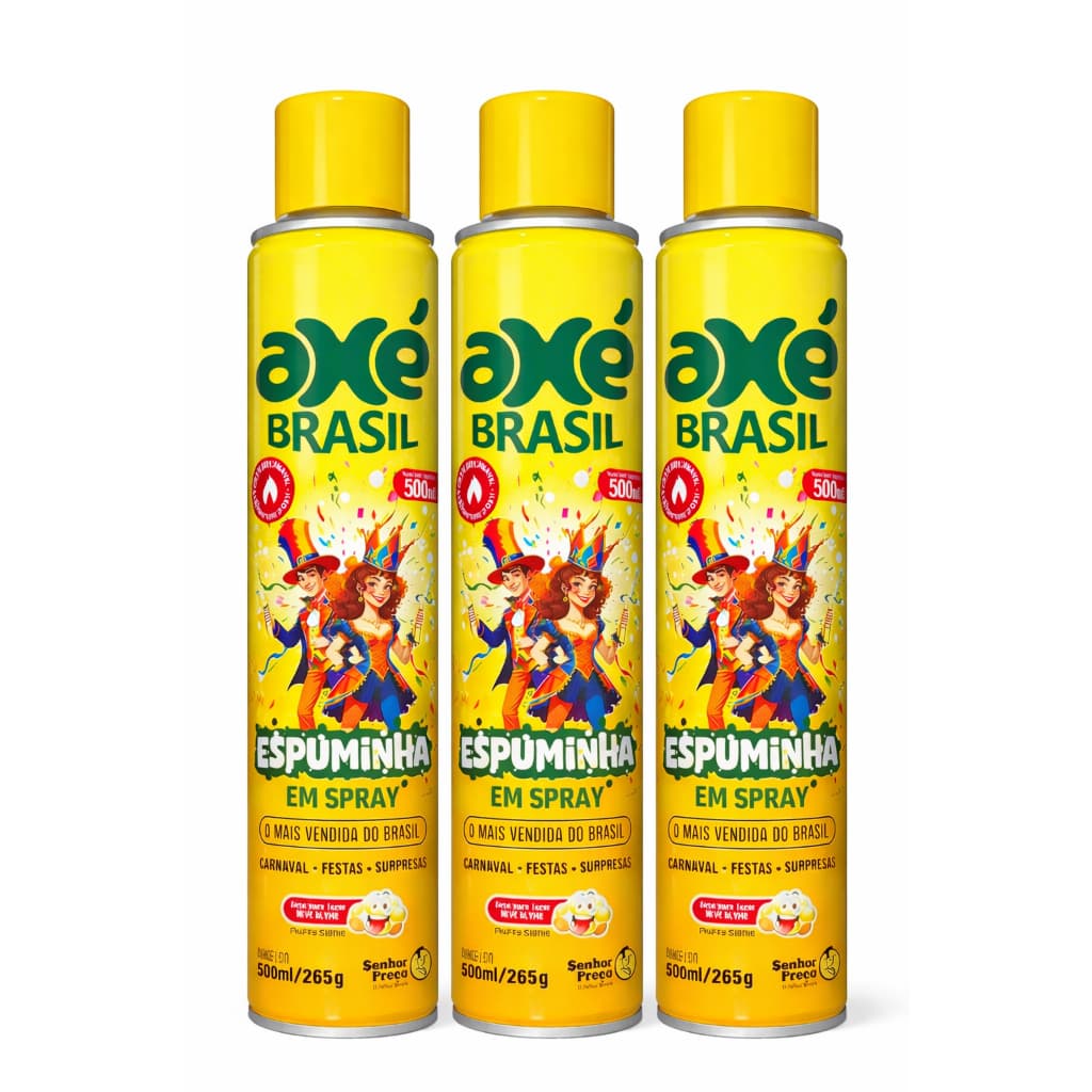 Kit 3 Spray De Espuma Carnaval Neve Slime Festa 500ml Kit Festa Decoração Diversão e Alegria
