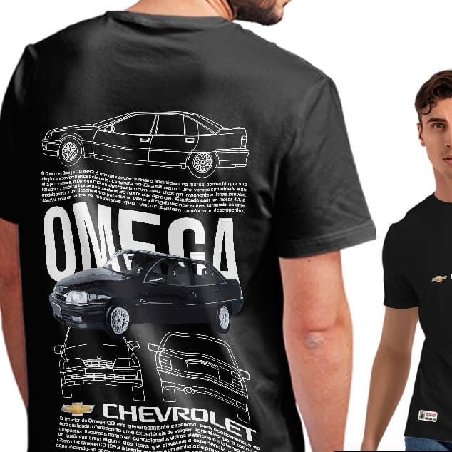 Camiseta Chevrolet Omega CD 1993, Clássico, Carros Antigos, Automobilismo,100%  Algodão