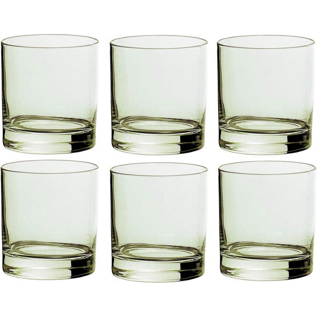 Jogo 6 Copos de Vidro Verde 200ml - Copo Baixo Colorido para Água Suco Drinks Whisky e Festas