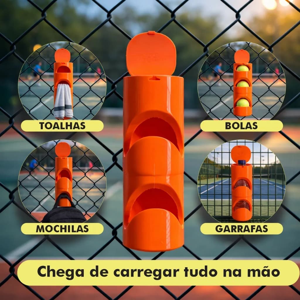Porta Bolas Para Grade De Quadra Beach Tennis Tênis Padel Organizador