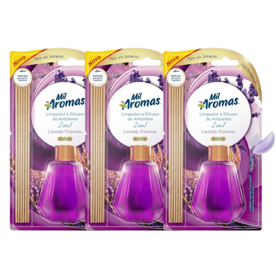 Kit Econômico c/3 Un Difusor de Aromas Lavanda Francesa 145 ML