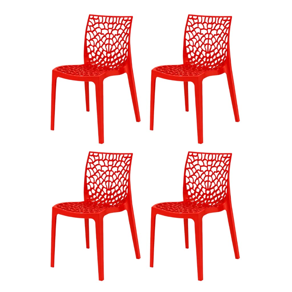 Kit 4 Cadeiras Gruvyer Vermelha p/ Escritório Área Interna Externa Restaurante Promoção Envio Rápido