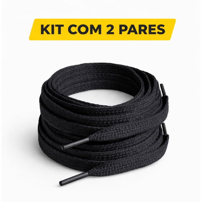 Kit 2 Pares de Cadarço Branco e Preto para Tênis Kit com 2 Pares Reforçado Resistente