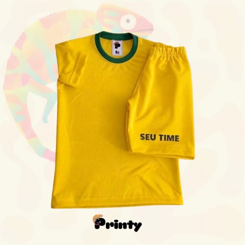Conjunto Infantil Bermuda + Camisa Personalizado Com seu NOME + NÚMERO Dry Fit Unissex