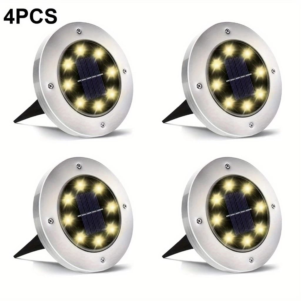 Kit 4 Luminária Balizador Espeto Jardim Energia Solar LED Chão Redondo BOMVINK Original