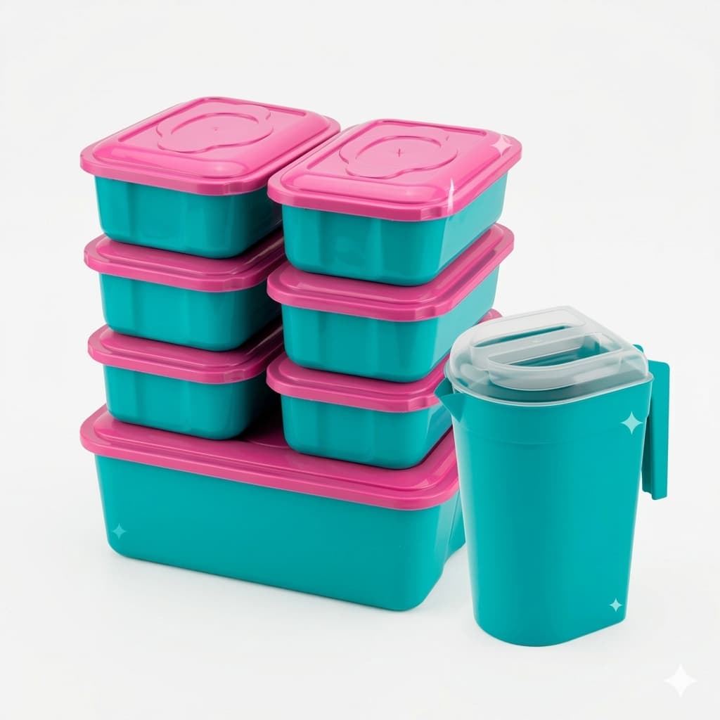 Kit 8 Potes De Plástico Coloridos Kit Cozinha Organizador Alimentos