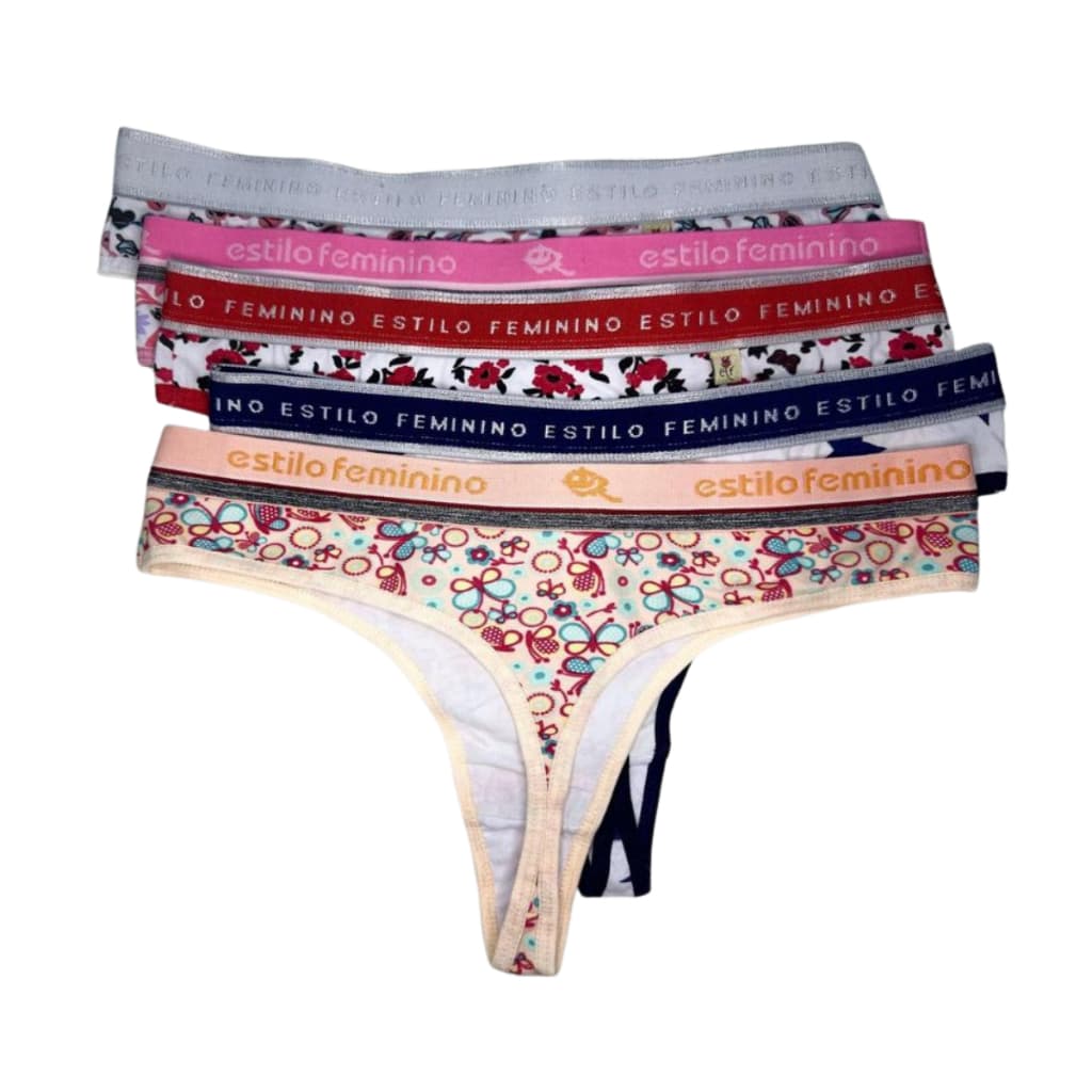 Kit 6 Calcinhas Feminina Adulto Plus Size  Feminina Algodao Calcinha Cotton Fio Dental Estampadas