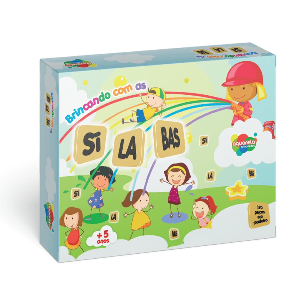 Brincando Com As Sílabas 130 Peças Em Madeira Aquarela Brinquedos Educativo Pedagógico