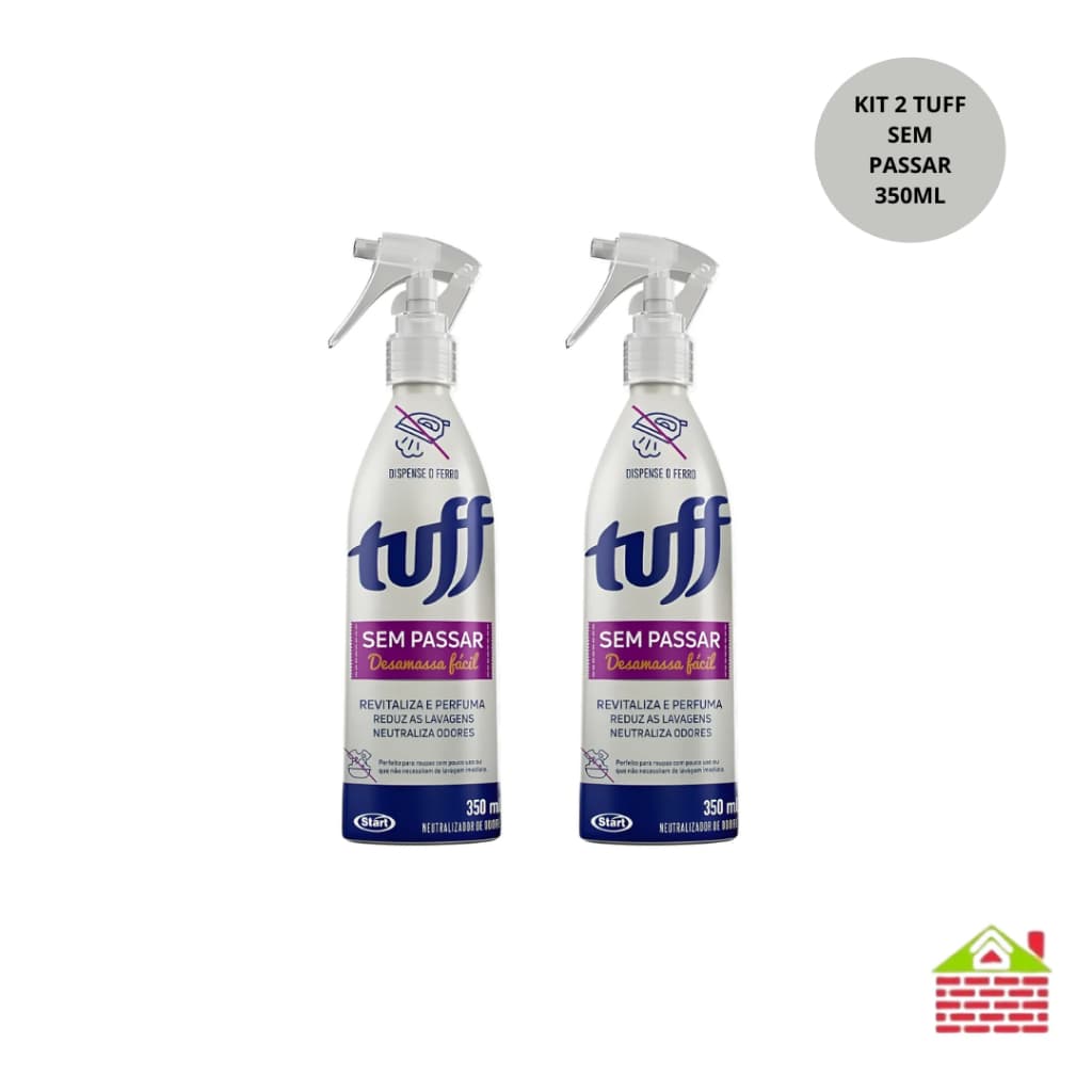 Kit 2 Tuff Sem Passar 350ml Desamassa Fácil Dispensa Ferro Revitaliza Perfuma Roupa Spray