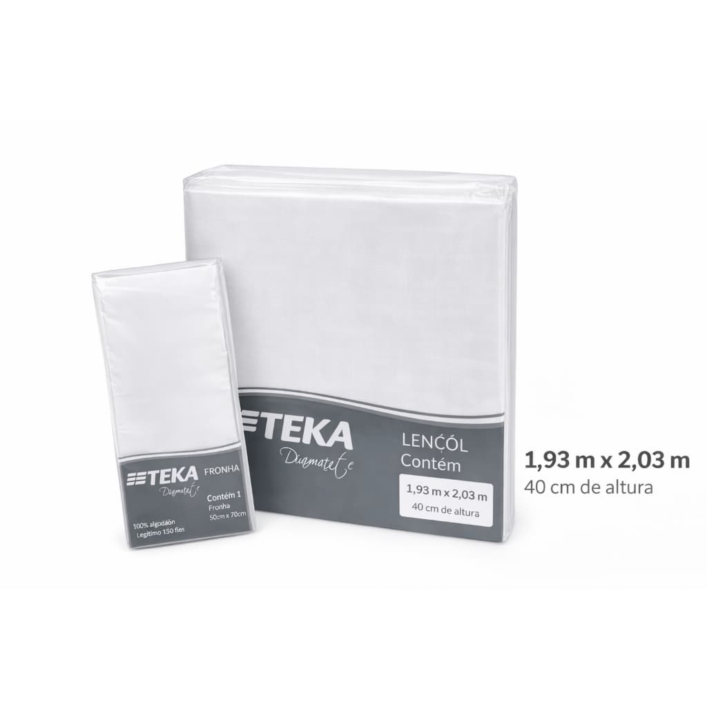 Kit Lençol com elastico King + 2 fronhas Branco 150 fios 100%Algd