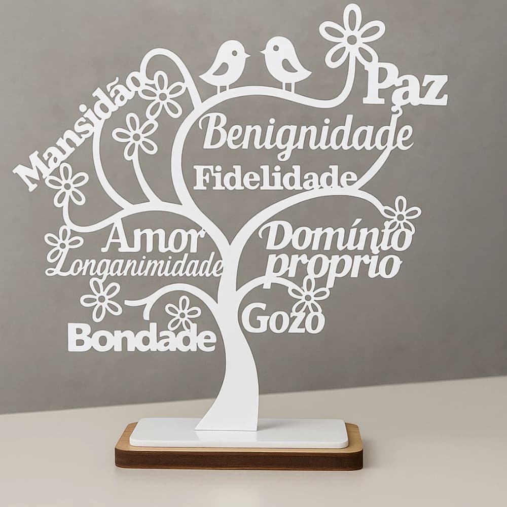 Árvore decorativa mensageira Frutos do Espírito de mesa