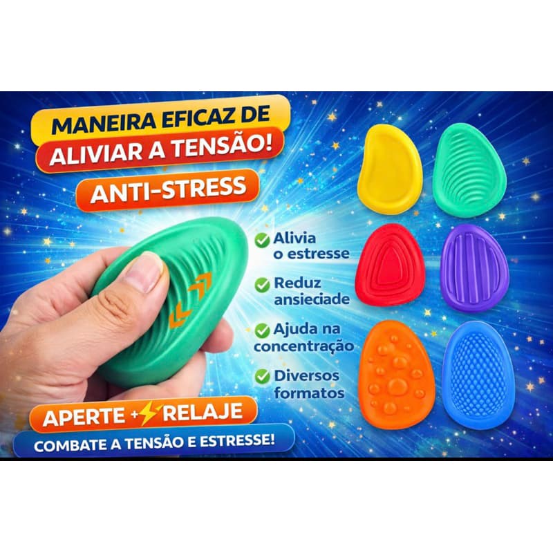 Pedras Sensoriais Anti Estresse Fidget Toy – Kit 6 Texturas Silicone Sensorial Montessori Autismo Relaxamento Todas Idad