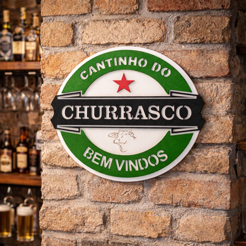 Placa Decorativa em MDF Cantinho do Churrasco Vintage