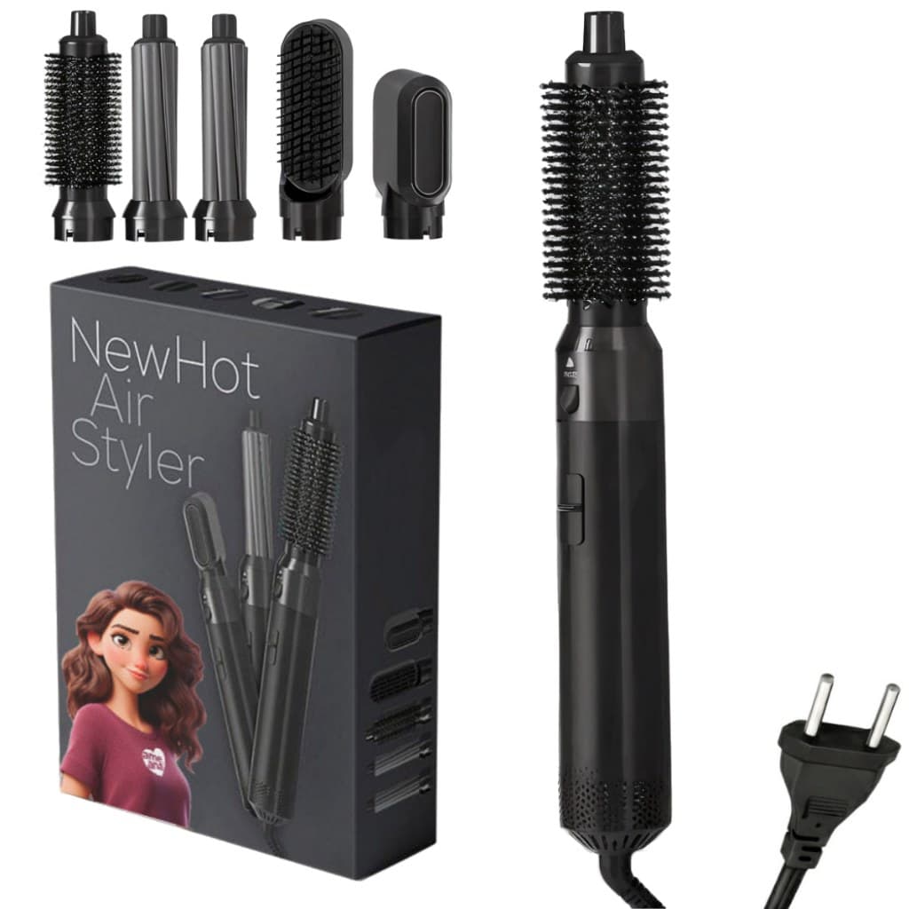 Escova Alisadora e Secadora de Cabelo Premium Com 5 Funções Multifuncional Reduz o Frizz  110v