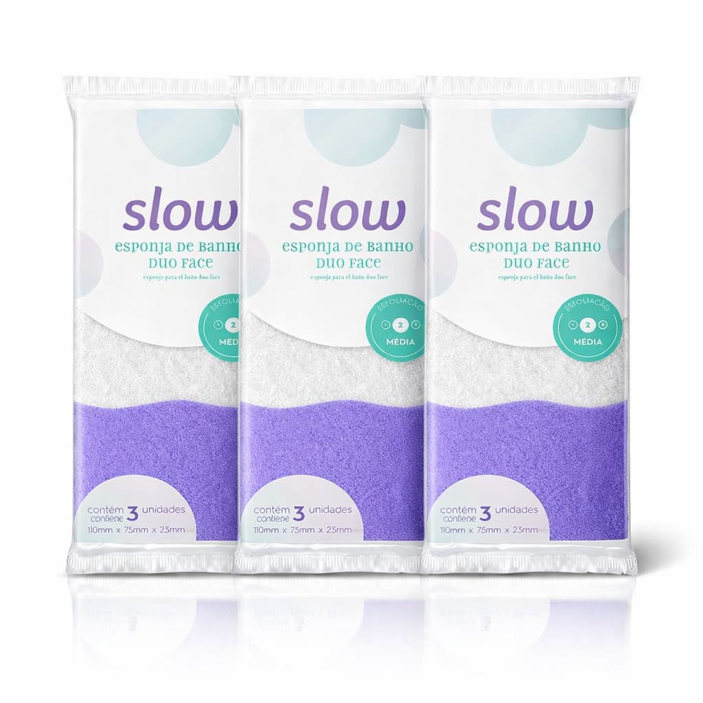 Esponjas De Banho Esfoliante Duo Face Slow Bucha Dupla Face
