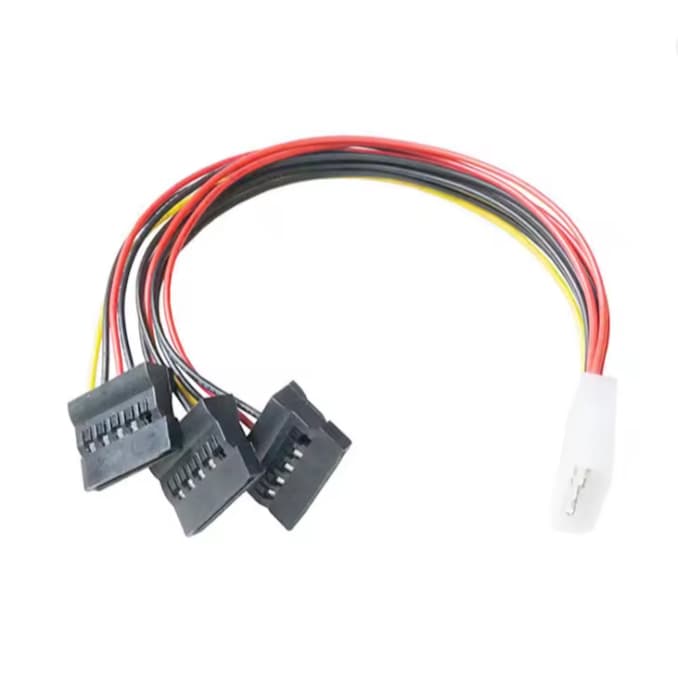 Cabo Adaptador de Energia Molex para SATA – Molex 4 Pinos → 3x SATA  | 20cm
