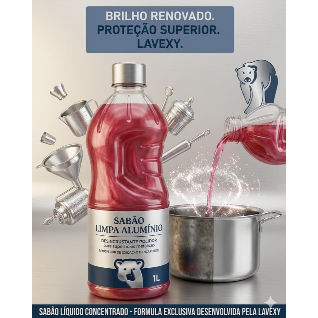 Sabão para Limpar Aluminio e Desencardir Panelas Frasco de 1 Litro