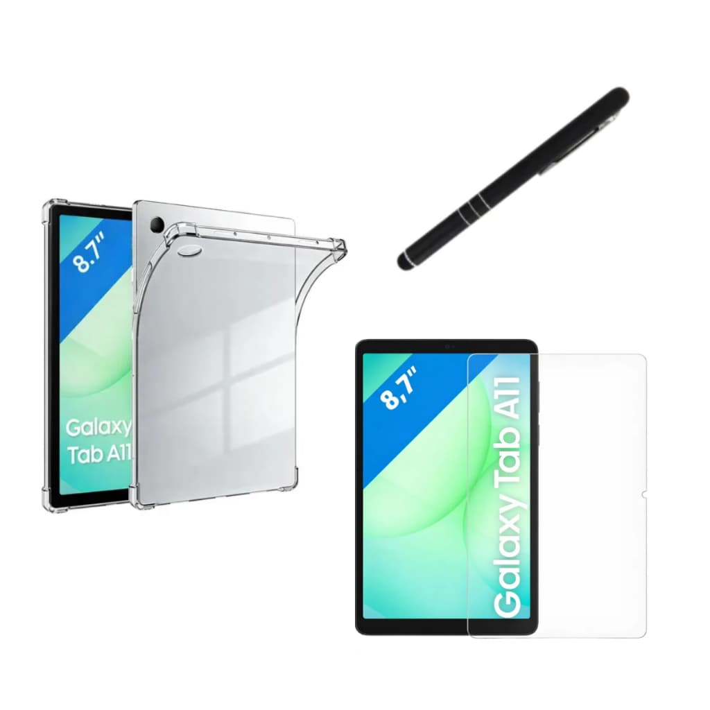 Kit Capa transparente Anti impacto + Película + Caneta Para Samsung Galaxy Tab A11 SM-X130 SM-X133 X135