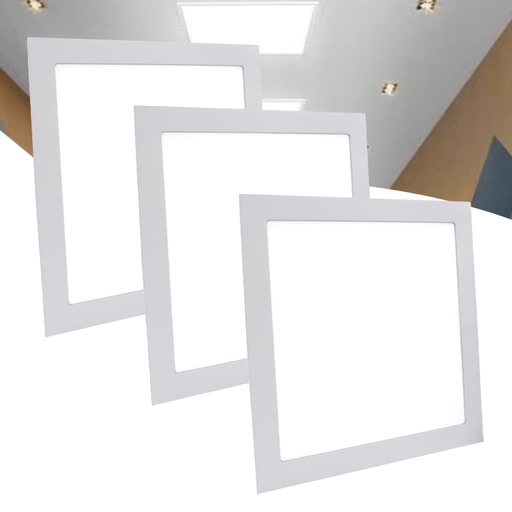 Kit 3 Painel Quadrado Embutir 40W Led 40x40 Plafon Branco Frio Luminária Bivolt