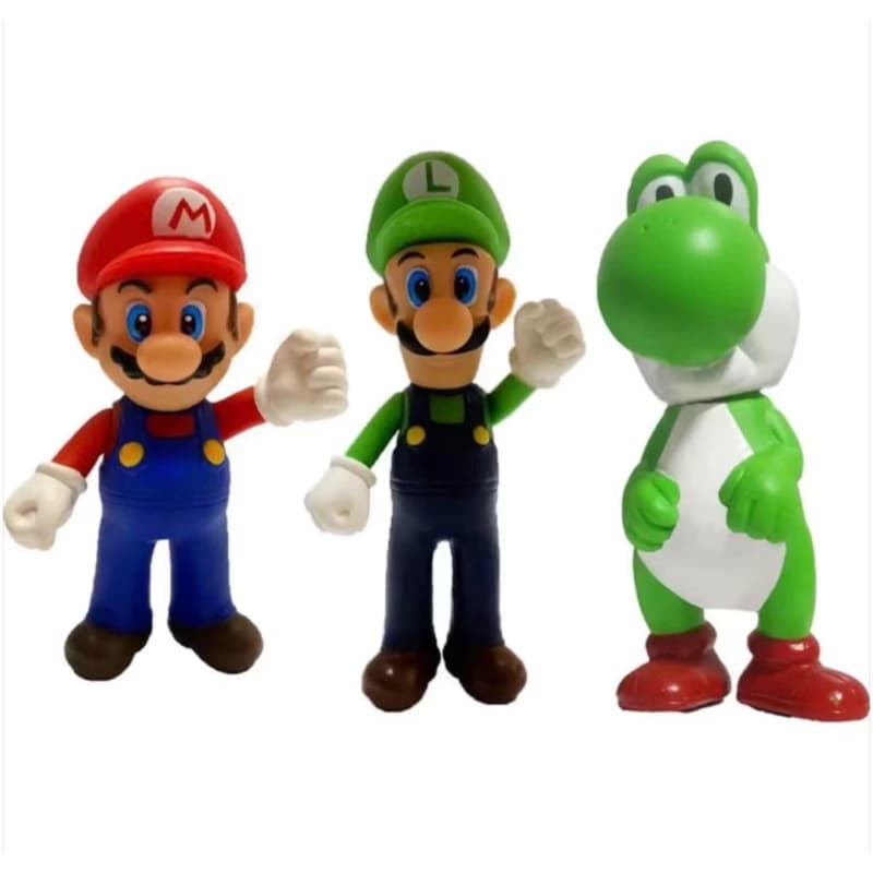 Bonecos Super Mario, Luigi e Yoshi - Coleção Oficial, Detalhes Precisos, Ideal para Fãs