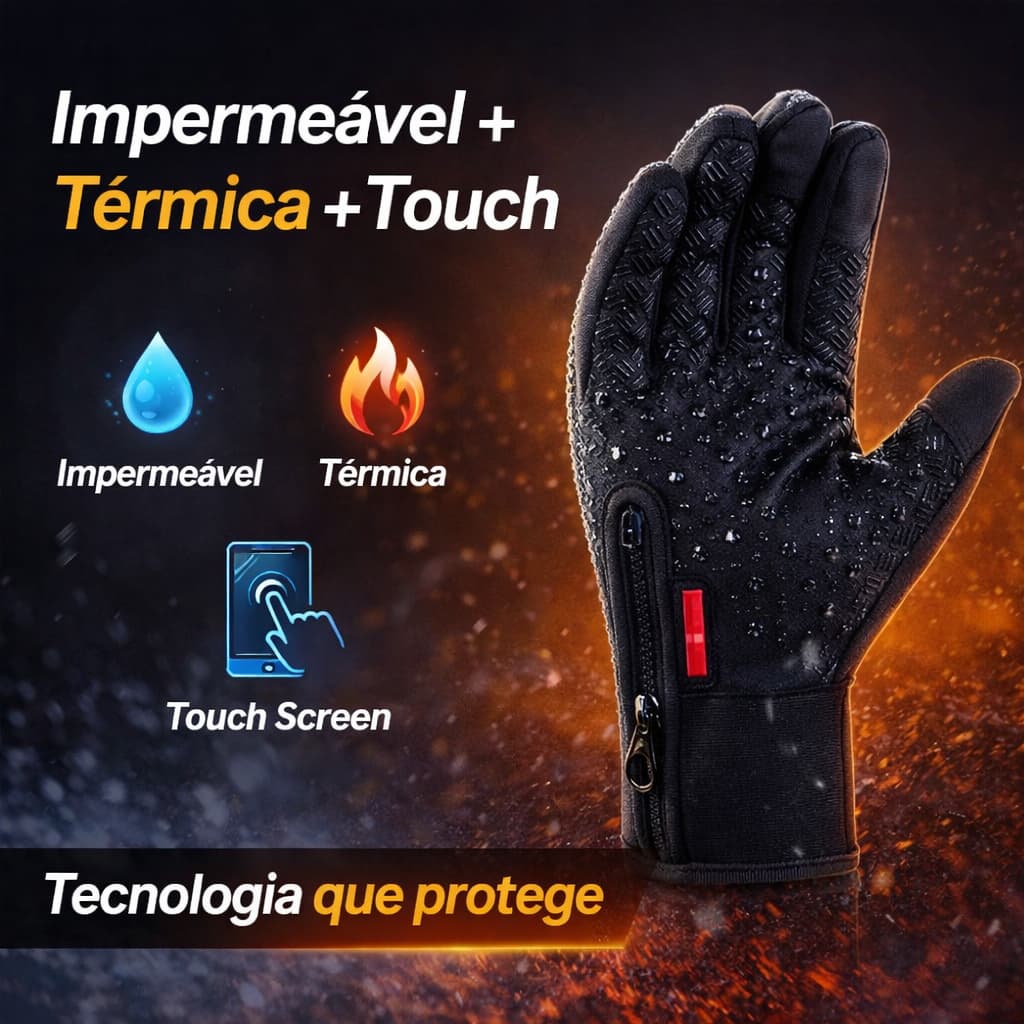 Luva Moto Impermeável Térmica Touch Frio Chuva Motoqueiro Neoprene Inverno
