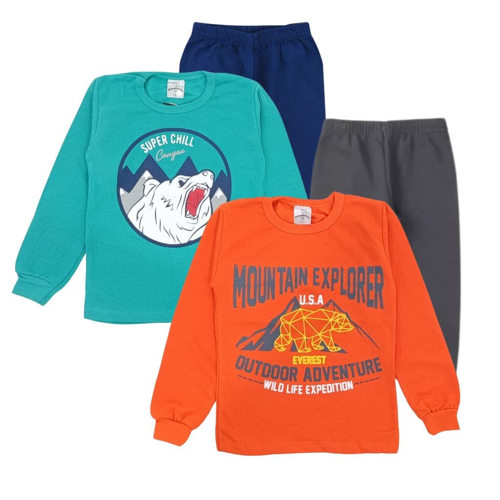 Kit 4 peças Roupa Infantil Inverno Conjunto Menino 2 Blusas + 2 Calças Moletom