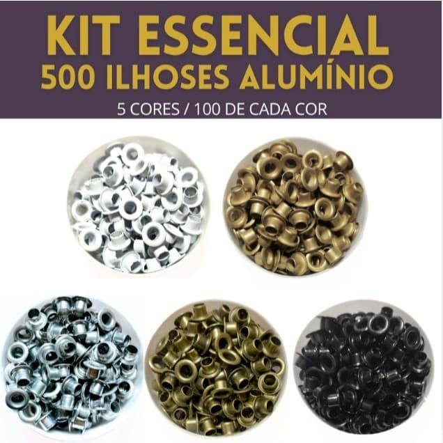 KIT 500 ILHOSES ALUMÍNIO ESSENCIAL 5 CORES
